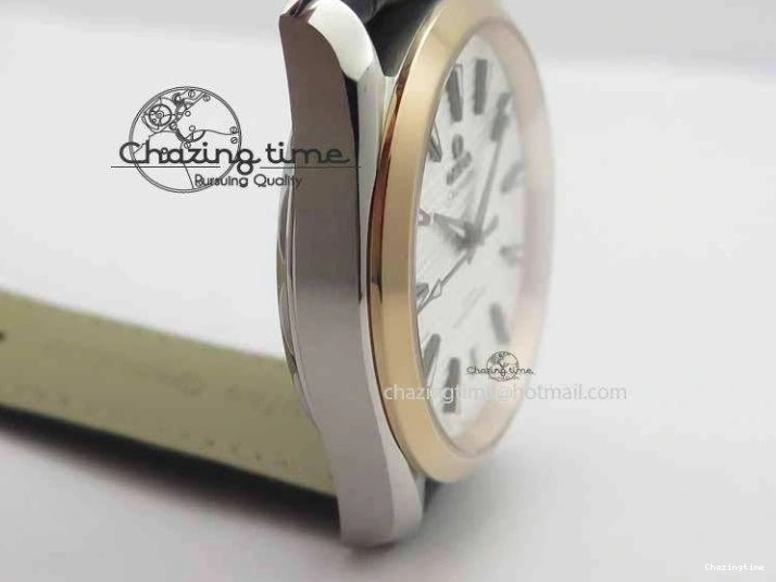 0202 2017 Aqua Terra SS RG XF Best Edition White Textured Dial On Black Leather Strap A Functional 8157